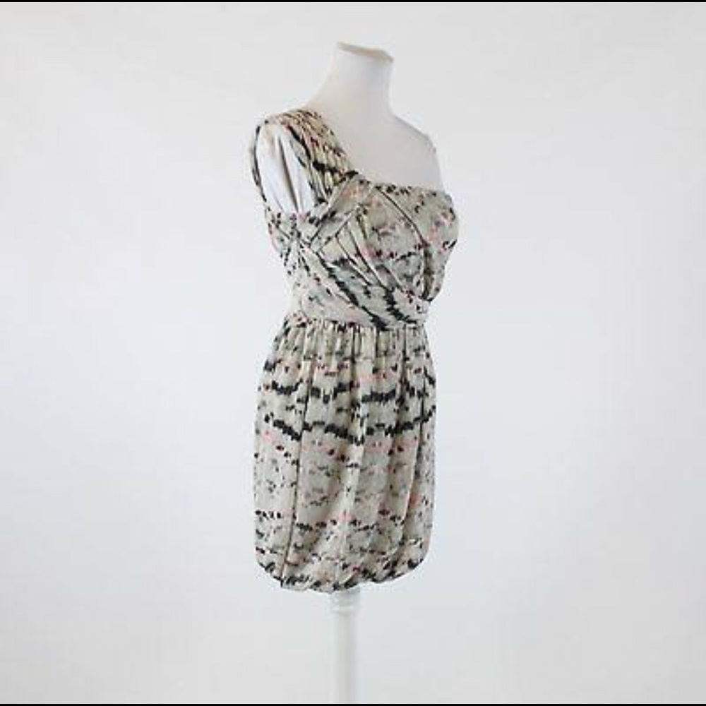 BCBGENERATION Light Gray & Pink One Shoulder dress